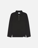 Pure Tencel Cotton Long Sleeve Polo - Black