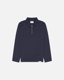 Pure Tencel Cotton Long Sleeve Polo - Dark Navy